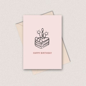 Carte de voeux simple rose joyeux anniversaire - imprimable