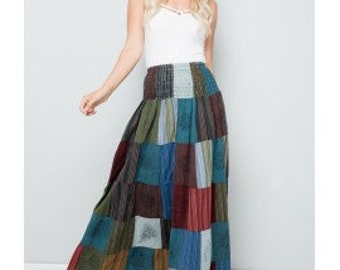 Cotton Mixed Patchworks Skirt