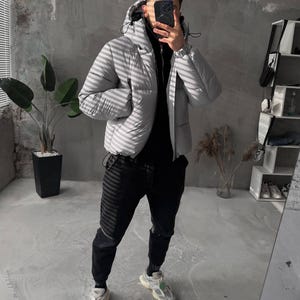 Men’s Oversized Puffer Jacket – Warm Winter Streetwear Coat with Hood, Casual Minimalist Outerwear