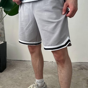Men&#39;s Cotton Streetwear Shorts: Basketball Stripe Gym Shorts