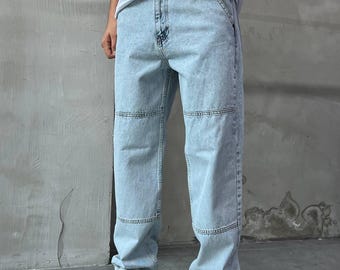 Men's Graphic Print Wide Leg Jeans: Urban Streetwear Denim