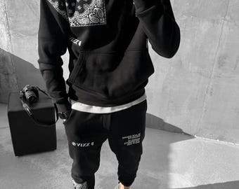 Black Squad Trainingsanzug-Set: Hoodie und Jogger aus Baumwollgemisch für Herren
