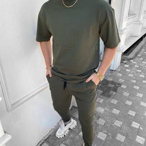 Men’s Two Piece Set, Casual Tracksuit Outfit, Oversized T-Shirt and Joggers, Streetwear Co-ord