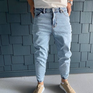 Men&#39;s jeans Blue Stretch Slim Straight Jeans (Sizes, XS-XL)
