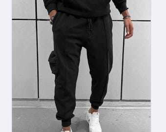 Pantalones tácticos negros de carga urbana, ajuste duradero