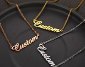 Custom Name Necklace, Gold or Silver Plated with Custom Fonts