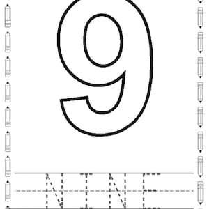 Number 9 Recognition and Tracing Worksheet - Pencil