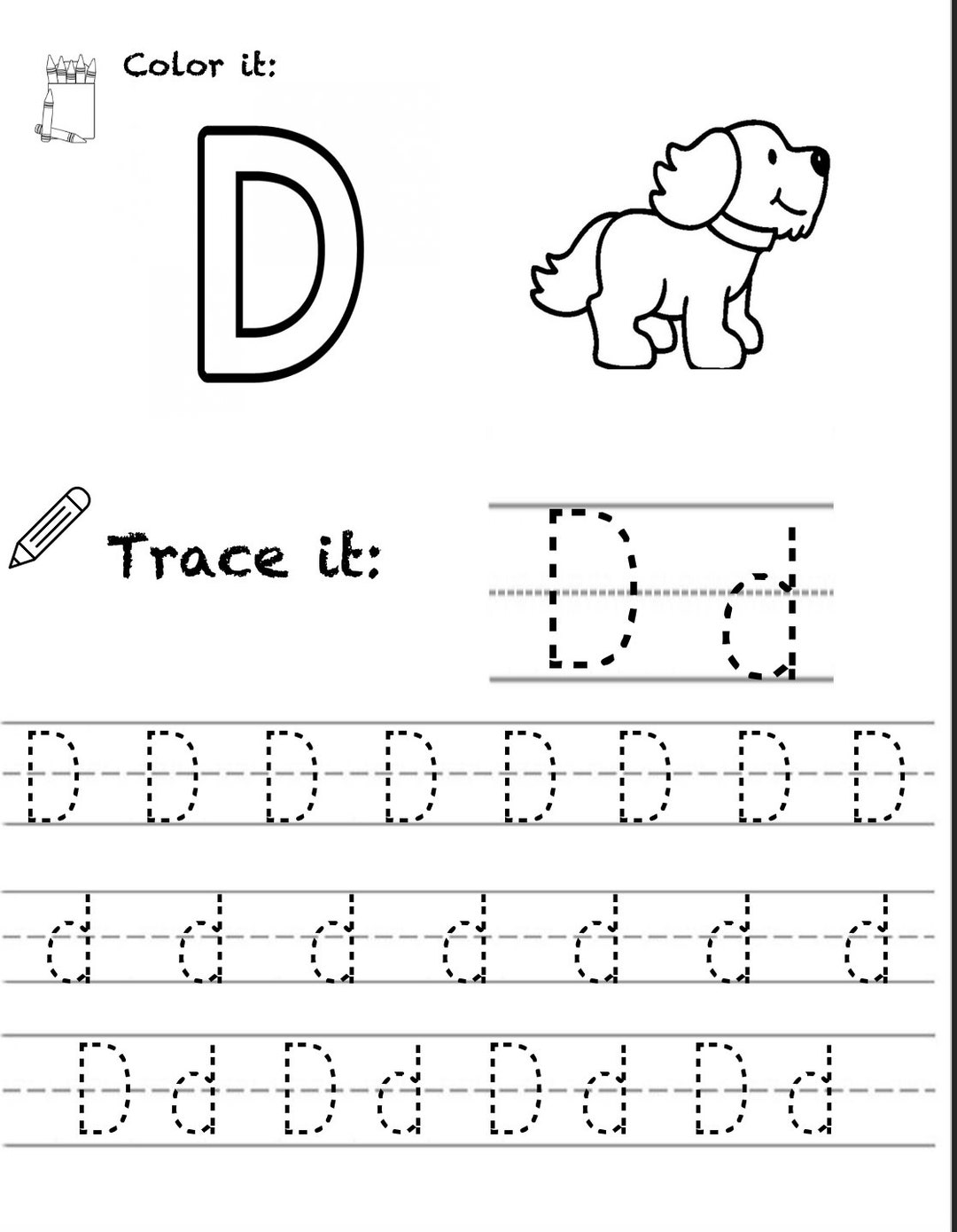 Alphabet Tracing and Identification Letter d - Etsy