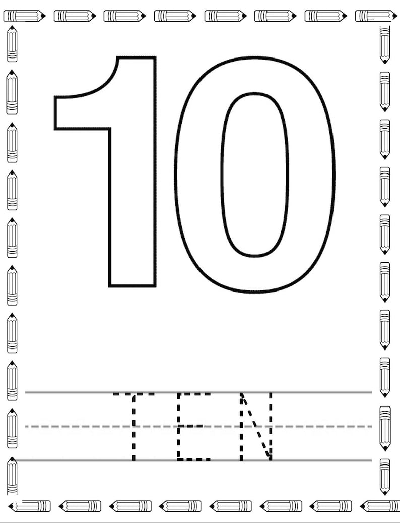 Number Recognition and Tracing Worksheet - Pencil BUNDLE - Etsy