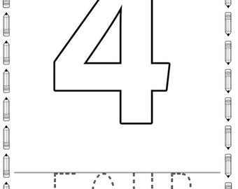 Number 4 Recognition and Tracing Worksheet - Pencil