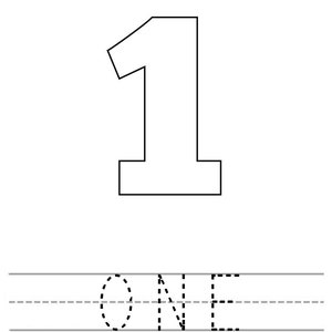Number 1 Recognition and Tracing Worksheet - Plain
