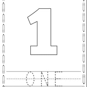Number 1 Recognition and Tracing Worksheet - Pencil