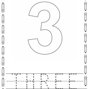 Number 3 Recognition and Tracing Worksheet - Pencil