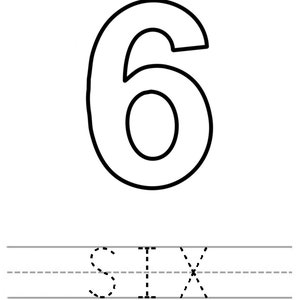 Number 6 Recognition and Tracing Worksheet - plain
