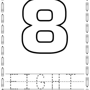 Number 8 Recognition and Tracing Worksheet - Pencil