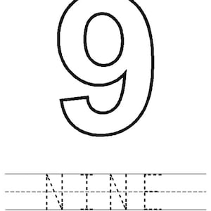 Number 9 Recognition and Tracing Worksheet - plain