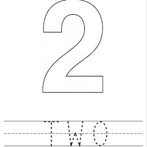 Number 2 recognition and tracing worksheet - plain
