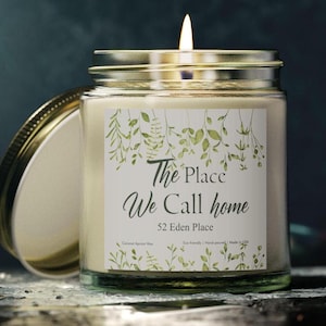 The Place We Call Home, New Home Gift For Couple, Botanical Gift For Housewarming, Personalized Scented Candle
