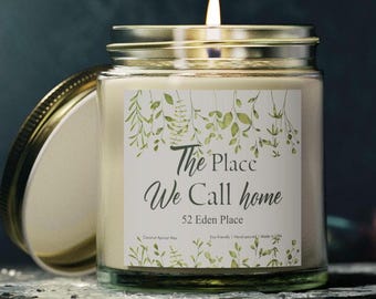 El lugar que llamamos hogar, regalo para pareja que busca un nuevo hogar, regalo botánico para inauguración de la casa, vela perfumada personalizada
