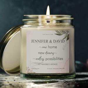 New Home, Endless Possibiities,  New Home Gift For Couple, Botanical Gift For Housewarming, Personalized Scented Candle, First Home Gift