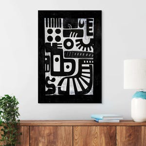 Black and White Abstract Wall Art Print – Modern Geometric Minimalist Poster – Mid Century Graphic Art for Home, Office, or Gallery Decor