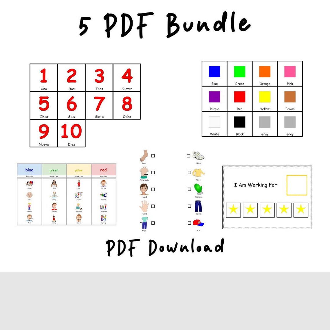 5 PECS PDF Bundle Digital Download Autism Core Board Etsy