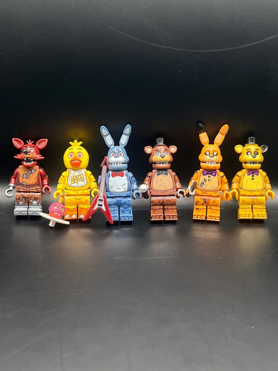 FNAF MOVIE MOC Custom Printed Minifigures Lot of 6 Five Nights Freddys Brick Collection Freddy Chica Bunnie Foxy Golden Freddy Springtrap Etsy