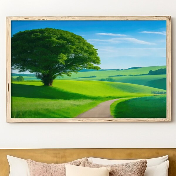 Summer Tree Canopy Rolling Hills 300 DPI Instant Digital Download - Nature Scenery Wall Decor Artwork, Peaceful Landscape, Tranquil Greenery