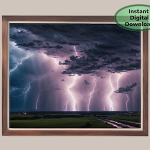 Lightning Storm Instant Digital Download | High Definition 300 DPI Thunderstorm Photography | Printable Weather Art for Home Decor