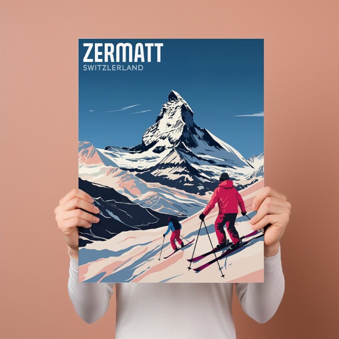 Zermatt Poster, Zermatt Ski Poster, Zermatt Art Print, Matterhorn Ski