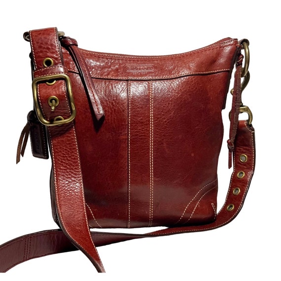 Coach Brick Red Leather Square Bag - Orlando Vintage Clothing and