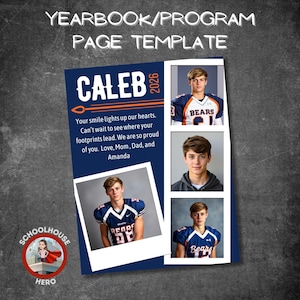 Editable Senior Tribute Page – Canva Full and Quarter Page Yearbook Ad Template for Students or Programs