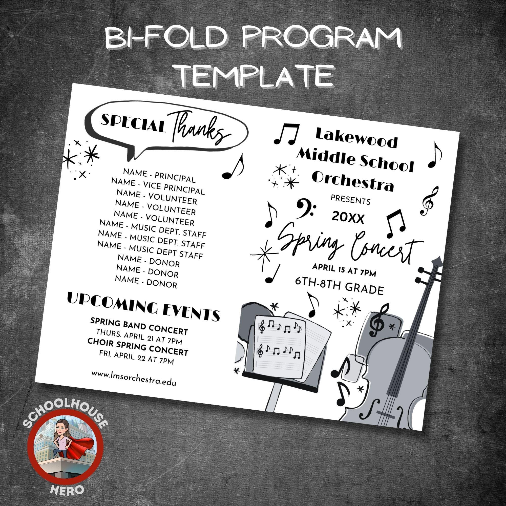 Orchestra Concert Program Template: Editable Canva Design (8.5x11 ...