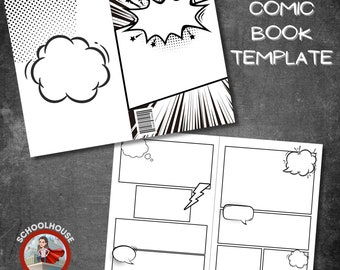 Plantilla imprimible para crear un cómic en blanco: Dibujo de cómics para principiantes (PDF)