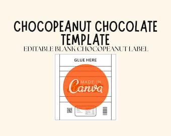 編集可能なチョコレートバー包装紙テンプレート｜Canvaキャンディラベル（即時ダウンロード）