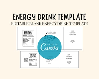 Editable Sports Drink Bottle Blank Label Template | Printable Custom Electrolyte Drink Label | Canva | Party Favors | Instant Download