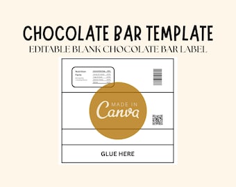 Editable Chocolate Bar Wrapper Template | Canva Party Favor Label (Digital Download)