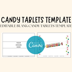 Editable Smarties Tablet Candy Wrapper Template | Printable Custom Candy Label | Canva | Birthday Party Favors | Instant Download