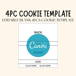 Editable 4 Piece Cookie Wrapper Template | Canva Party Favor Label (Instant Download)