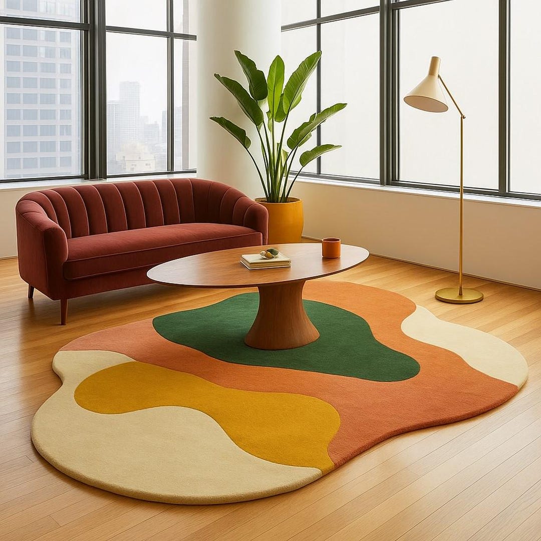 Area Tuft Rug Hand Tufted Wool Area Rug | Modern Abstract Rug | Sculpted Wool Carpet ...