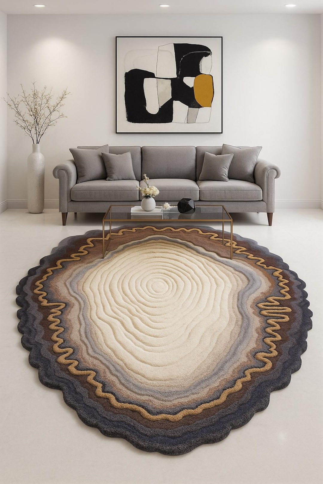 Geode Rug Design Geode Earth Tone Hand-tufted Wool Rug | Neutral Beige & Brown Boho ...