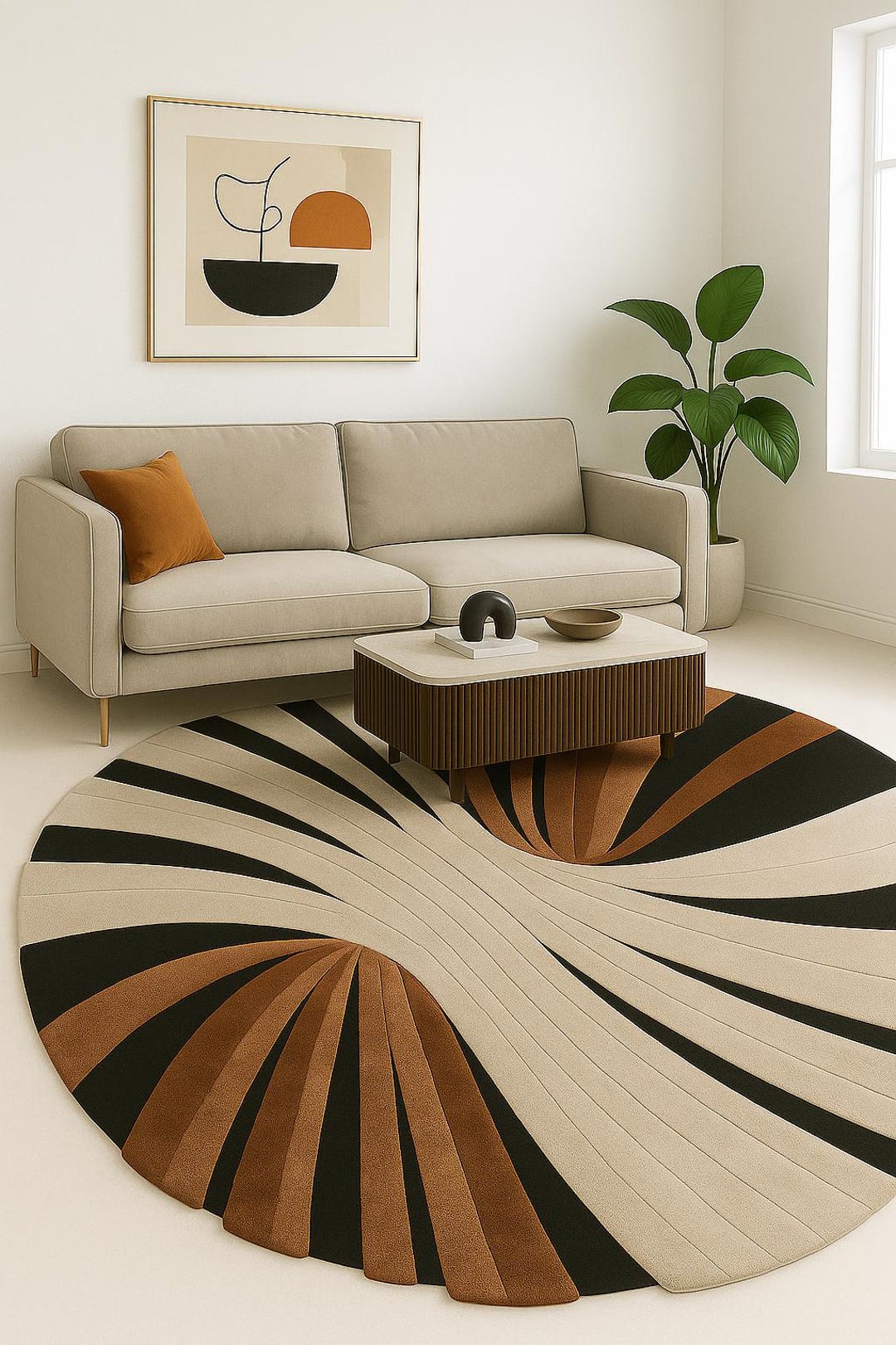 Swirl Wave Modern Hand Tufted Wool Rug, Abstract Sculpted Area Rug ...