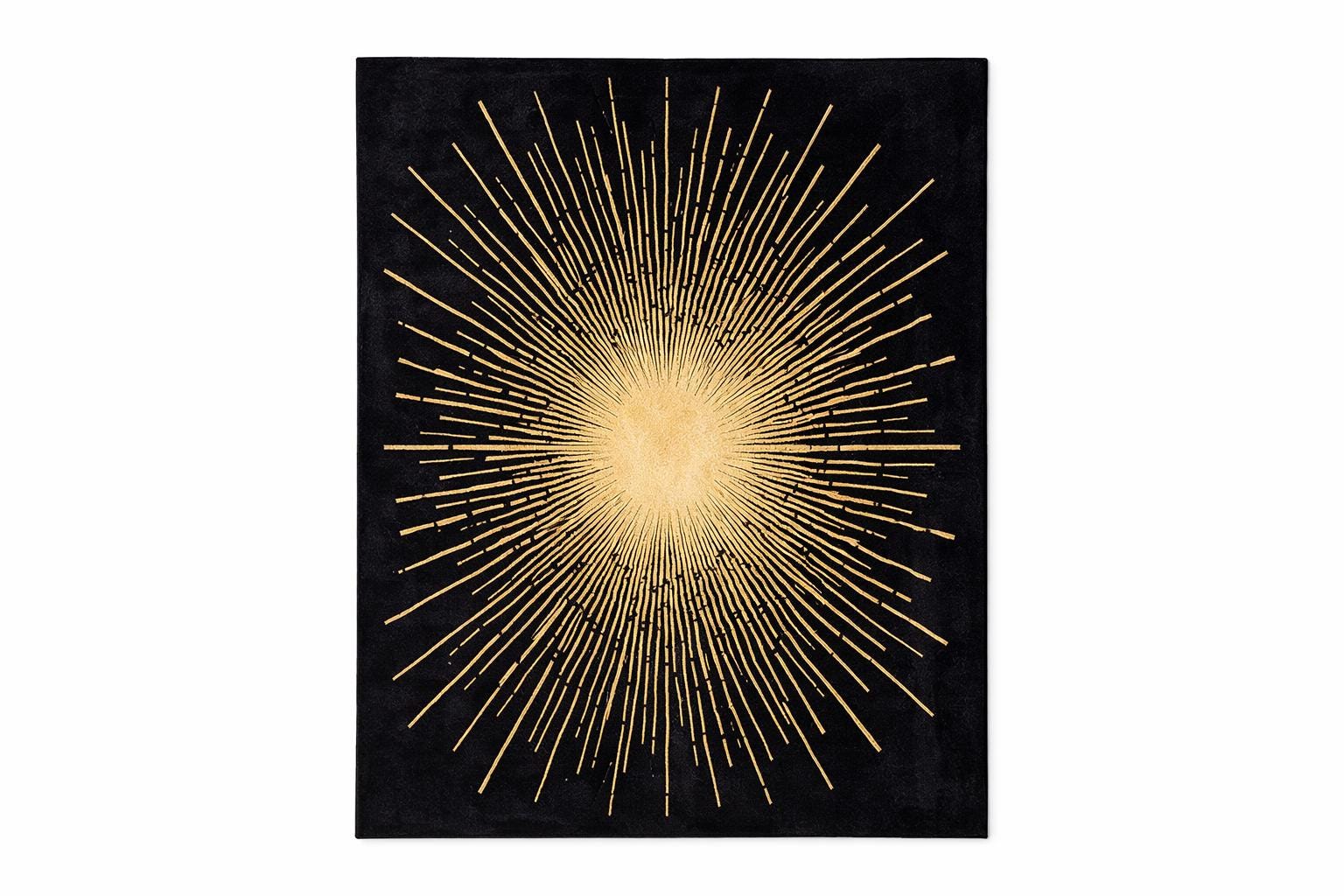 Starburst Rug Gold Black and Gold Celestial Wool Rug Hand Tufted Starburst Geometric ...