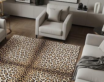 Hand-Tufted Wool Leopard Rug, Modern Animal Area Rug, Luxury Living Room Carpet, Soft Designer Safari Rug, Custom Size Floor Decor