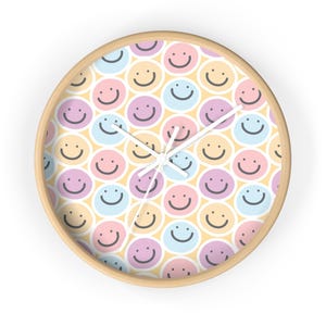 Reloj de pared con cara sonriente: decoración alegre para el hogar, regalo divertido para niños, arte de pared para guardería, reloj de vibras positivas, reloj caprichoso