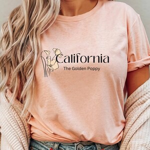 California Poppy State Flower Shirt, West Coast, Boho Style, Line Drawn Wildflowers, Gift for Him or Her, Wildflower Tshirt, Floral Tee