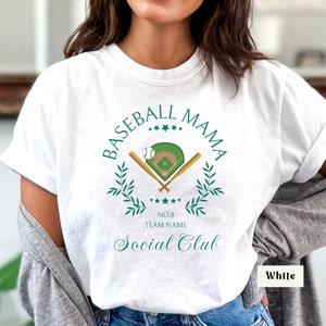 Custom Baseball Mom Social Club Baseball Mama Shirt, Personalized Baseball Team T-Shirt, Custom Sports Team Tshirt, Gift for Baseball Parent