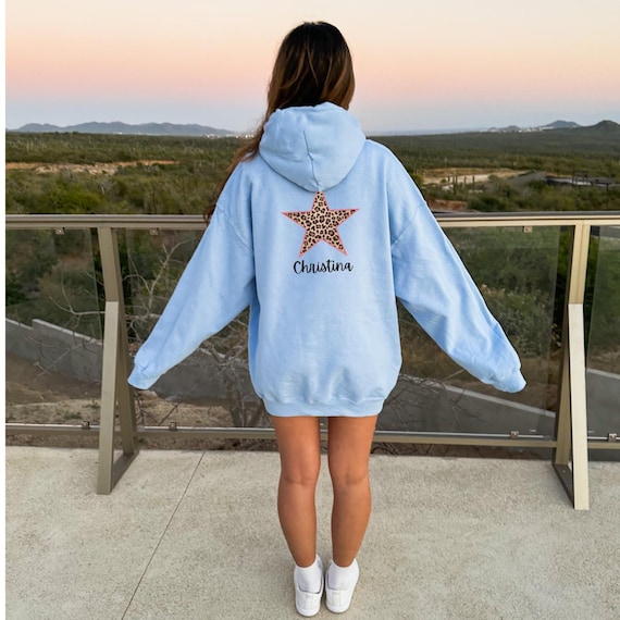 Custom Cheetah Print Star Hoodie Name, Aesthetic Leopard Trendy