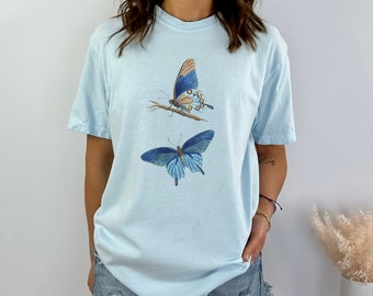 Butterfly Shirt Granola Girl Tshirt Cottagecore Gift for her, Gift for mom, Friend Gift, Floral Wildflower Floral Aesthetic, Iron Monarch