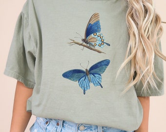 Butterfly Shirt Granola Girl Tshirt Cottagecore Gift for her, Gift for mom, Friend Gift, Floral Wildflower Floral Aesthetic, Iron Monarch